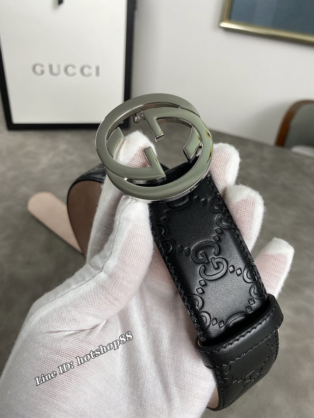 Gucci經典皮帶 古奇雙G板扣腰帶  jjp1334